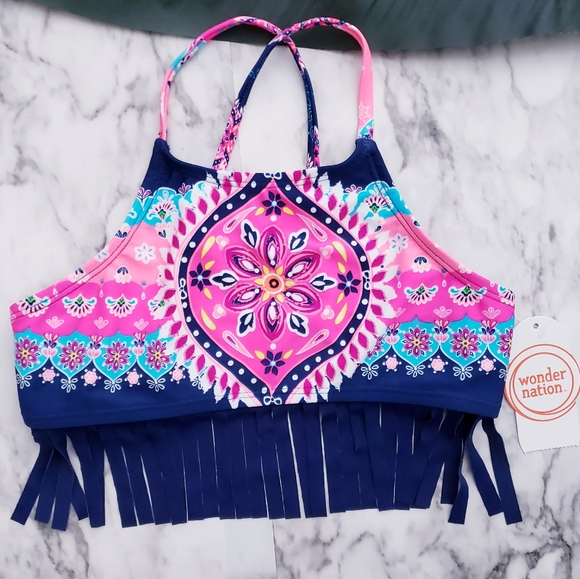 Bikini Top And Bottom Bathingsuit Fringe Multicolo - Picture 4 of 16